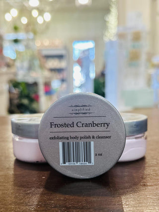 Simplified Frosted Cranberry 5-piece bath and body gift set

Simplified Frosted Cranberry lotion and hand soap set

Frosted Cranberry candle and body care products by Simplified

Simplified Frosted Cranberry body polish, wash, and lotion

Holiday Frosted Cranberry scented body care collection