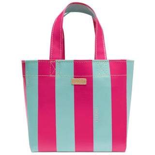 Consuela Grab 'N' Go Mini Malibu tote bag with pink and turquoise striped exterior
