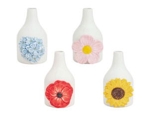 Mini ceramic flower vase with hand-painted flower detail
