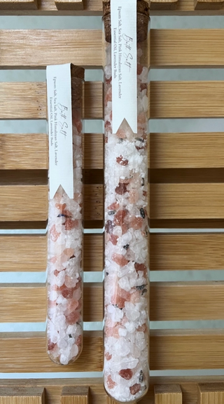 Simply Perfect Lavender Bath Salts with dried lavender buds

Lavender-infused bath salts in clear packaging

Relaxing lavender bath salts handcrafted in small batches

Simply Perfect bath salts with lavender essential oil