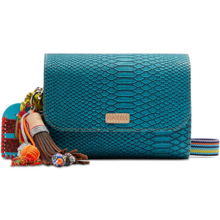 “Consuela Indy On The Town turquoise textured crossbody bag”

“Indy Consuela turquoise reptile-inspired On The Town bag with strap”

“Consuela Indy crossbody with magnetic closure and woven strap”

“Interior view of Consuela Indy On The Town with card slots and zipper pocket”

“Turquoise Consuela Indy crossbody with charm and leather trim”
