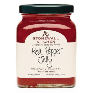 Stonewall Kitchen Red Pepper Jelly jar

Red pepper jelly by Stonewall Kitchen in glass jar

Stonewall Kitchen classic red pepper jelly spread

Gluten free red pepper jelly from Stonewall Kitchen

Savory sweet red pepper jelly condiment