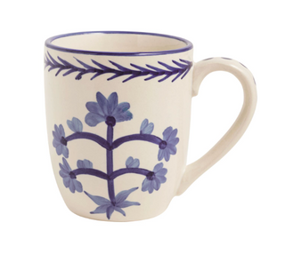 Blue flower hand-painted ceramic mug