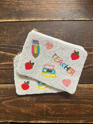 Teacher Coin Purse White & Colorful