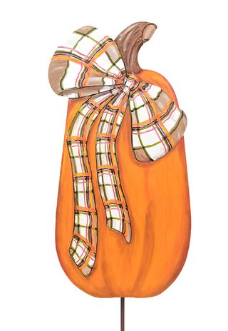 Modern Plaid Pumpkin Round Top