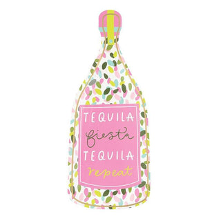 Tequila Siesta tequila bottle shaped paper plates with gold foil border