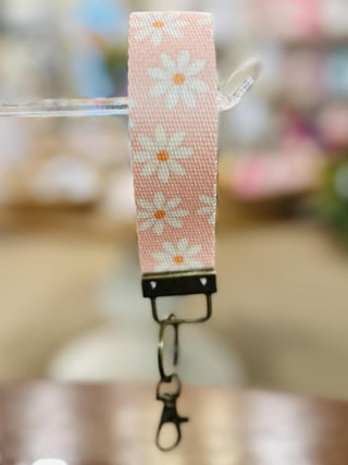 Pink Daisy Wrist Keychain