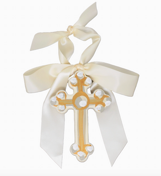 Hand-painted cross ornament with gold back and satin bow

Cross ornament signed by artist from Raleigh, NC

Colorful hand-painted wooden cross ornament with ribbon hanger

MDF hand-painted cross ornament with gold back and satin bow

Southern-style hand-painted cross ornament for home or holiday decor