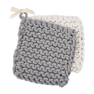 Grey And White Crocheted Pot Holders