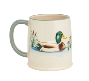 Retreat stoneware mug with hand-painted design