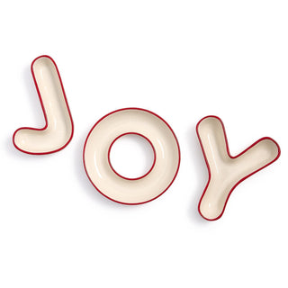 JOY Set of 3 Tidbit Dishes with red trim