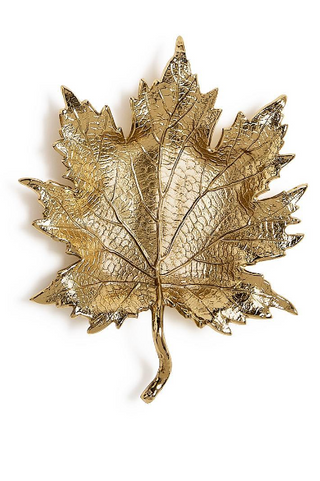Golden Leaf Tray / Bowl featuring two assorted gold leaf designs with intricate detailing.