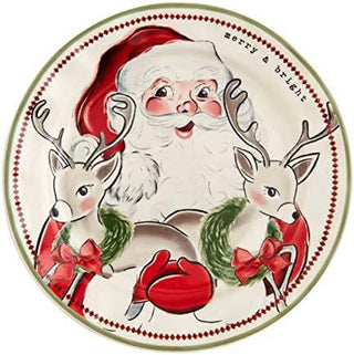 Vintage Santa & Reindeer Plate