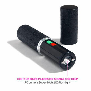 Skinny mini stun gun with glitter case and LED flashlight