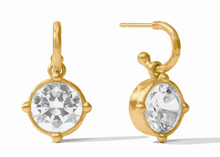 Julie Vos Honeybee Hoop & Charm Earrings in 24K gold plate with imported glass