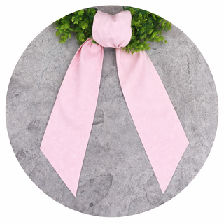 Decorative wreath sash with gingham fabric and scalloped trim close up