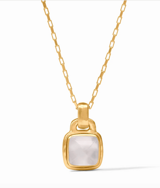 Julie Vos Sahara Solitaire Necklace in Iridescent Clear Crystal and 24K gold plate
