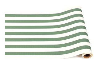 Dark Green Classic Stripe Table Runner with White Stripes