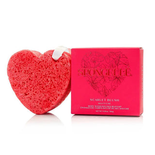 Spongellé Scarlet Blush heart shaped body buffer with red packaging