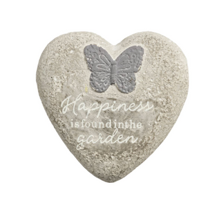 Small concrete garden rock with inspirational sentiment