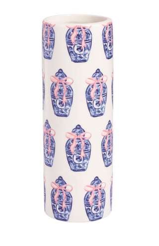 Topiary patterned ceramic flower vase for spring décor