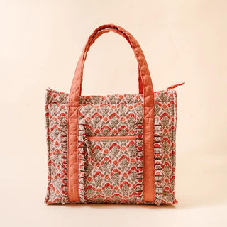 The Everyday Quilted Tote Bag in Everbloom Dusty Rose floral print