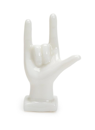 Porcelain hand statue showing the I Love You sign by East of India

White ASL I Love You hand gesture figurine on square base

Mini porcelain décor figure shaped as I Love You sign

East of India I Love You hand sculpture for home or office

Decorative ASL hand gesture mini statue in white porcelain
