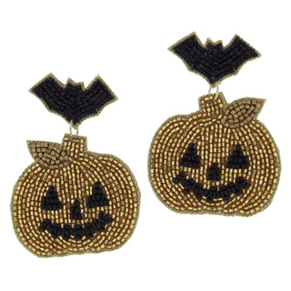 Jane Marie Black Bat Post Jack-O-Lantern Earrings