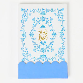 Floral flip notepad with scalloped bottom edge and inspirational quote
