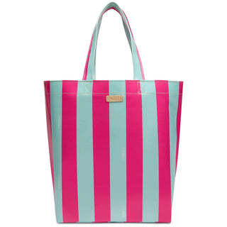 Consuela Grab 'N' Go Basic Malibu tote bag with pink and turquoise striped exterior