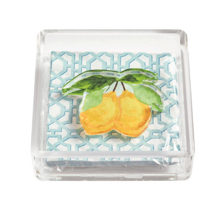 Garden napkin holder weight in clear acrylic with floral design