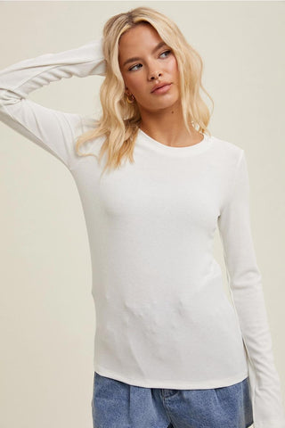 Emilia Ivory Fitted Ribbed Top