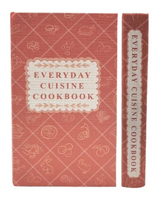 Linen decorative book storage boxes with vintage cookbook and cocktail book designs