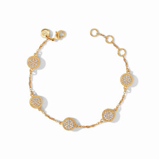 Windsor Delicate Bracelet with pavé stations by Julie Vos

Gold Windsor bracelet featuring sparkling pavé circles

Julie Vos Windsor Delicate gold bracelet

24K gold plated bracelet with pavé crystal accents

Elegant gold chain bracelet with five pavé stations