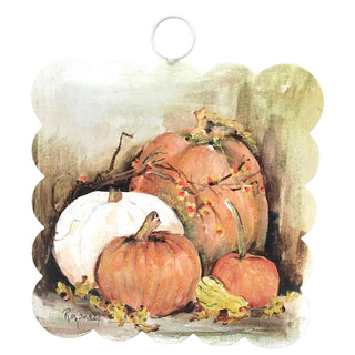 Mini Scallop Art Fall Pumpkin Round Top