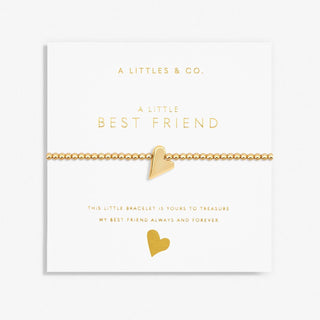 A Little Best Friend gold bracelet with heart charm on sentiment card