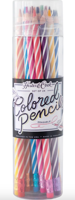 Hester & Cook Colored Pencils Set of 24 Erasable Pencils