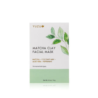 YUZU Charcoal Clay Facial Mask packet with activated charcoal, tea tree, and bentonite clay for oily and combination skin
