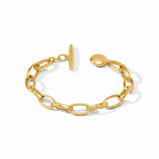 Solara Link Bracelet in gold by Julie Vos

24K gold plated Solara bracelet with oval links

Julie Vos Solara gold link toggle bracelet

Hammered gold oval link bracelet by Julie Vos

Elegant gold chain bracelet with toggle clasp