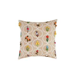 Square Flower Vase Embroidered Pillow