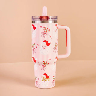Holly Jolly Santa 40 oz Tumbler by The Darling Effect

Pink holiday tumbler with vintage Santa print and straw lid

The Darling Effect 40 oz insulated tumbler with Santa design

Festive pink Christmas tumbler with handle and flip straw lid