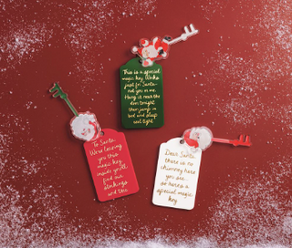 Santa Magic Key Tag featuring an acrylic Santa key attached to a festive acrylic sentiment tag with red and white cotton cord for Christmas traditions.