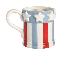 USA themed ceramic mug with embossed design