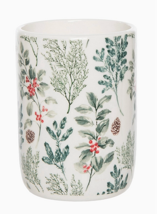 Dolomite holiday tumbler with greenery and berry print

Festive ceramic tumbler with pine branches and holly berries

White holiday tumbler with watercolor botanical design

13.5oz dolomite tumbler with winter greenery pattern