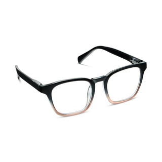 Stylish square eyeglasses with blue light filtering lenses and ombre frame