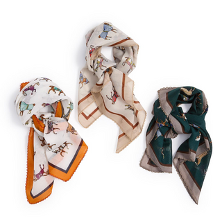 Horse Play Soft Square Scarf with colorful horse print