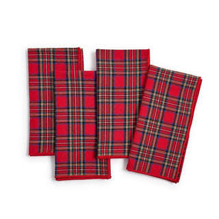 Tartan Traditions Cloth Napkins set of 4 red plaid cotton napkins