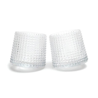 “Set of two clear textured Lola rocks glasses”

“Clear revolving-bottom rocks glasses pair”

“Lola rocks glasses with spherical rotating base”

“Textured clear lowball glasses set”

“Modern clear rocks glasses with grid pattern”