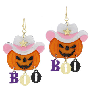 Jane Marie Jack-O-Lantern Cowgirl Hat Earrings