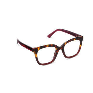 Fanfare Tortoise Cherry blue light glasses with oversized square frames

Fanfare Peepers blue light filtering glasses in tortoise with cherry accents

Oversized square blue light blocking glasses with chunky silhouette – Fanfare

Statement blue light glasses in tortoise and cherry with luxe wire core